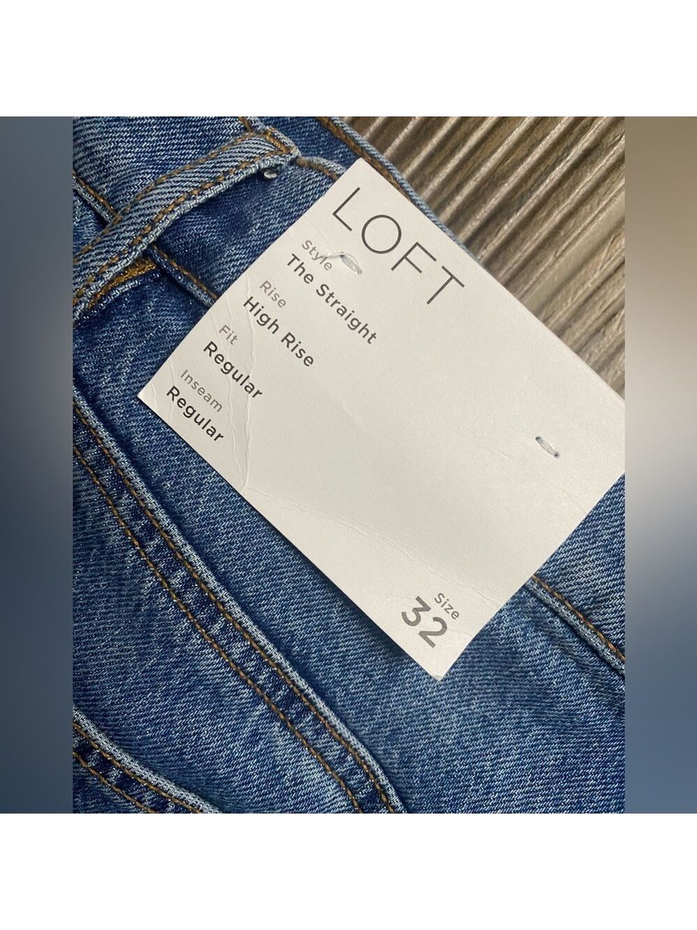 LOFT Women's Blue Straight High Rise Leg Jeans - Picture 6 of 6